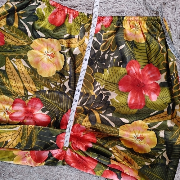 VINTAGE deadstock satin tropical print pajama set L - Picture 14 of 15